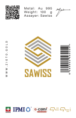 شمش طلا ۱۰۰ گرم عیار ۹۹۵ زیوتو - تصویر 2