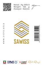 شمش نقره ۱۰۰ گرم عیار ۹۹۹/۹ زیوتو - تصویر 2