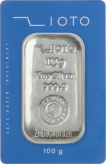 شمش نقره ۱۰۰ گرم عیار ۹۹۹/۹ زیوتو