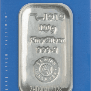 شمش نقره ۱۰۰ گرم عیار ۹۹۹/۹ زیوتو