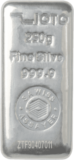 شمش نقره ۲۵۰ گرم عیار ۹۹۹/۹ زیوتو - تصویر 2