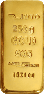 شمش طلا ۲۵۰ گرم عیار ۹۹۵ زیوتو