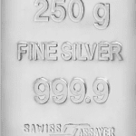 شمش نقره ۲۵۰ گرم عیار ۹۹۹/۹ زیوتو