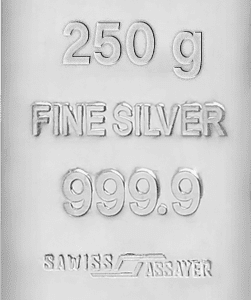 شمش نقره ۲۵۰ گرم عیار ۹۹۹/۹ زیوتو